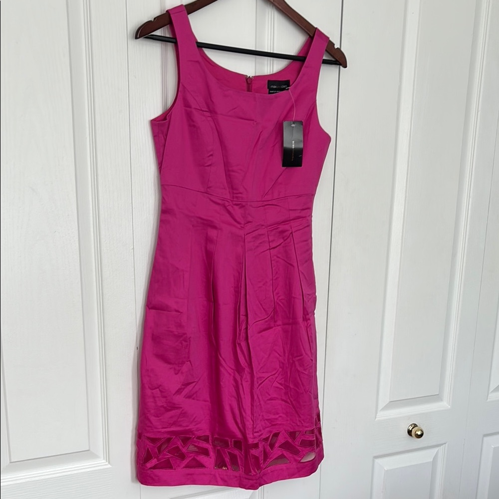 Max & Cleo Pink Pleated Sheath Dress
